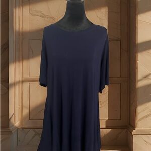 Blue Relaxed Short Sleeve Mini Dress